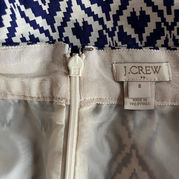 J. Crew Navy Blue Patterned Skirt, Pockets, Size 8 - Picture 7 of 8